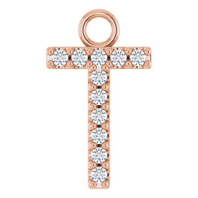 14K Solid Gold & Diamond Initial Pendant (A–Z) - View 78