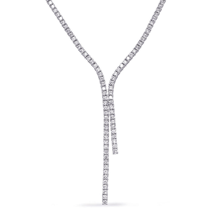 7.78 ctw. YELLOW GOLD FOUR PRONG TENNIS LARIAT - Diamond Tennis Necklace - Design Jewellers Edmonton