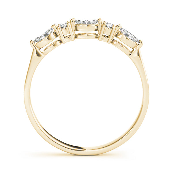 0.25CTW 14K  Gold Marquise and Round Brilliant Cut Slim Design Diamond Band