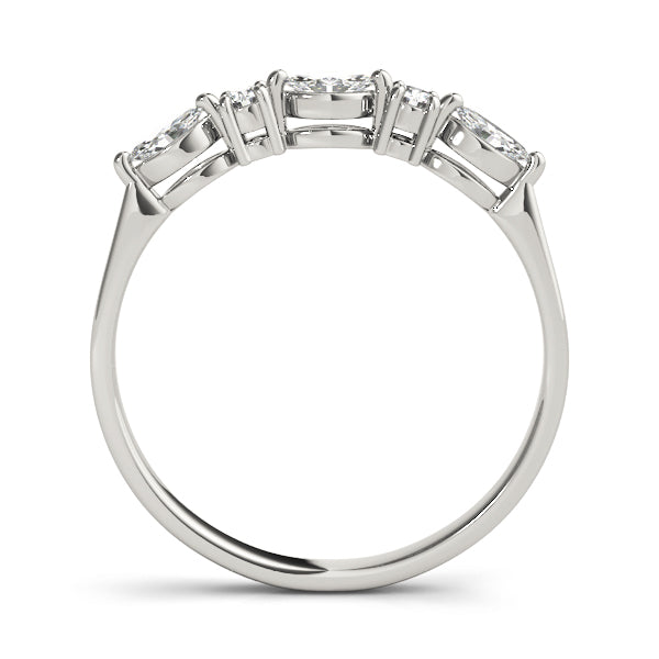 0.25CTW 14K  Gold Marquise and Round Brilliant Cut Slim Design Diamond Band