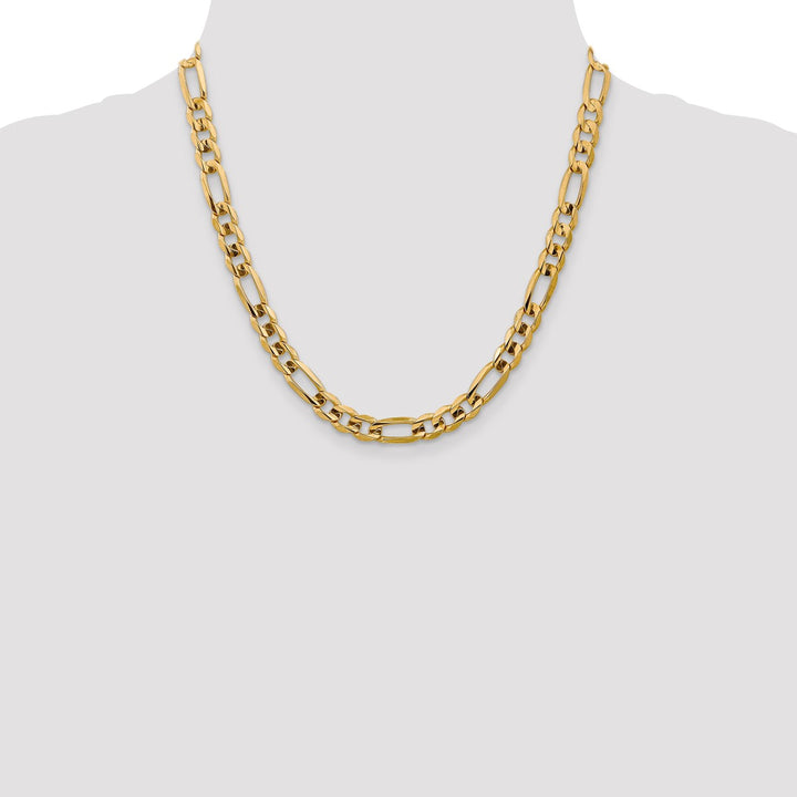 Gold 7.5mm Figaro Bracelet, 20"