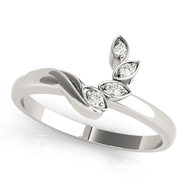 0.05CTW 14K Gold Diamond Leaf Design Fancy Matching Style Band