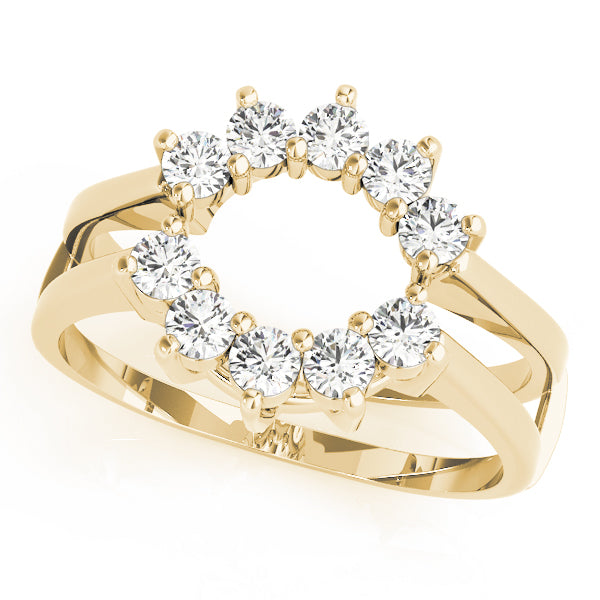 0.33CTW 14K Gold Diamond Cluster Style Ring Jacket Double Band Design