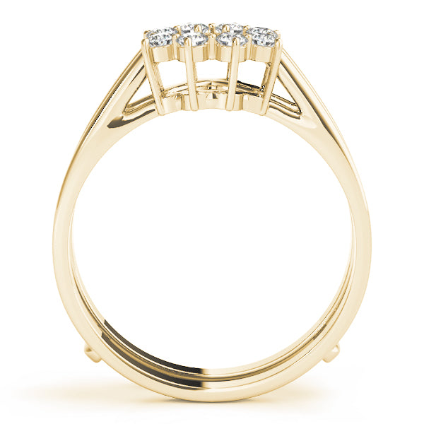 0.16CTW 14K Gold Diamond Cluster Style Ring Jacket Double Band Design