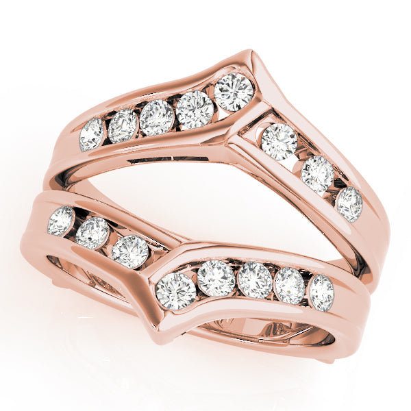 0.50CTW 14K Gold Channel Set Diamond Ring Jacket Double Band Design