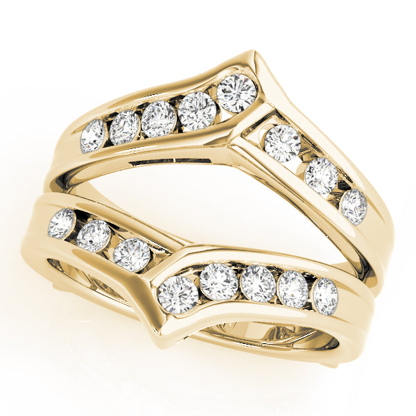 0.50CTW 14K Gold Channel Set Diamond Ring Jacket Double Band Design