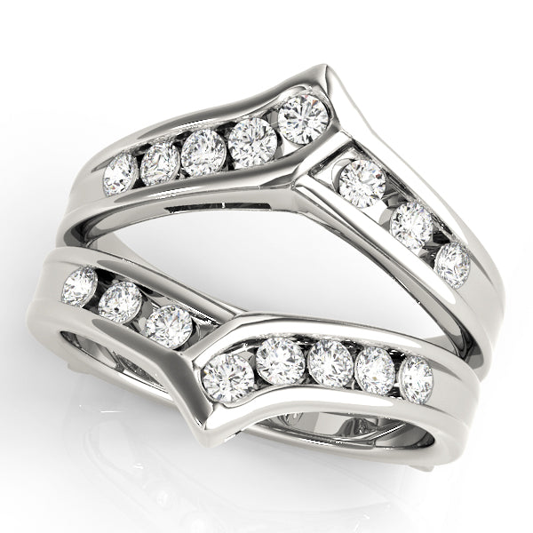 0.50CTW 14K Gold Channel Set Diamond Ring Jacket Double Band Design