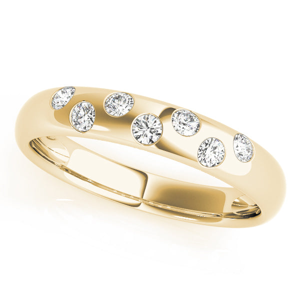 0.13CTW 14K  Gold Gypsy Set Multi Stone Rounded Diamond Band