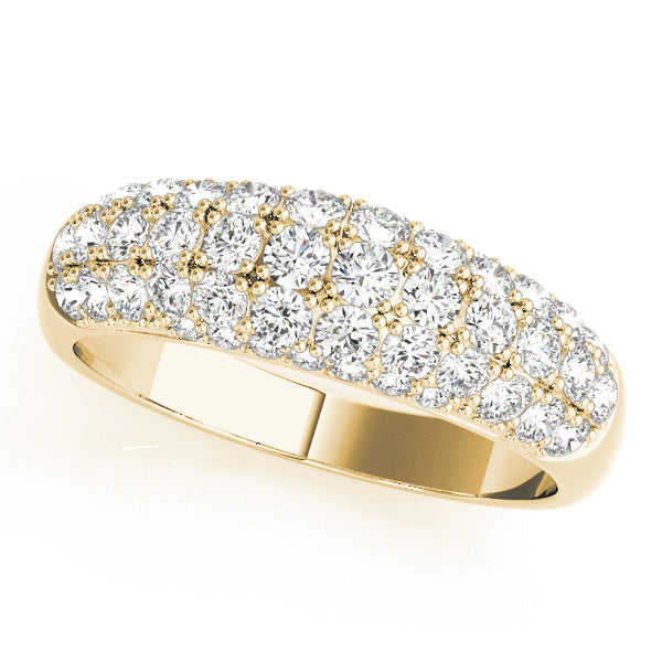 0.50CTW 14K  Gold Multi-Row Pave Diamond Band With A Rounded Design