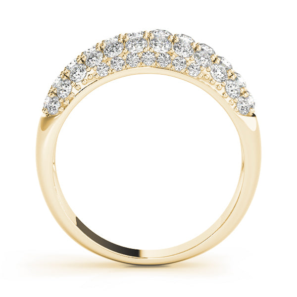0.50CTW 14K  Gold Multi-Row Pave Diamond Band With A Rounded Design