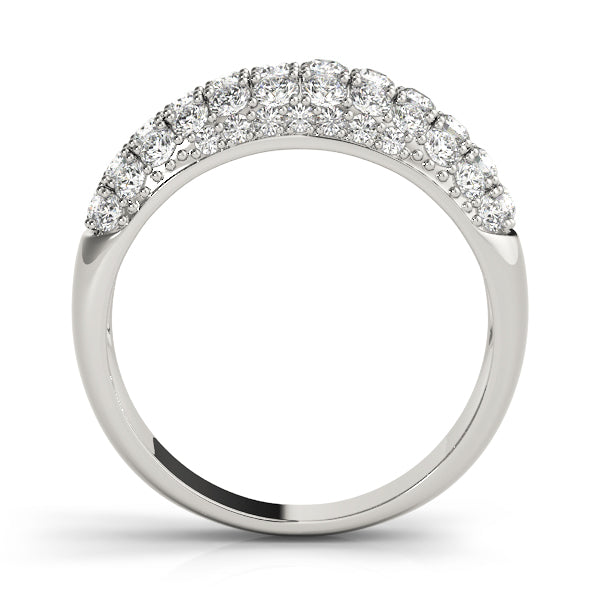 0.50CTW 14K  Gold Multi-Row Pave Diamond Band With A Rounded Design