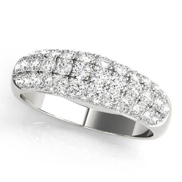 0.50CTW 14K  Gold Multi-Row Pave Diamond Band With A Rounded Design