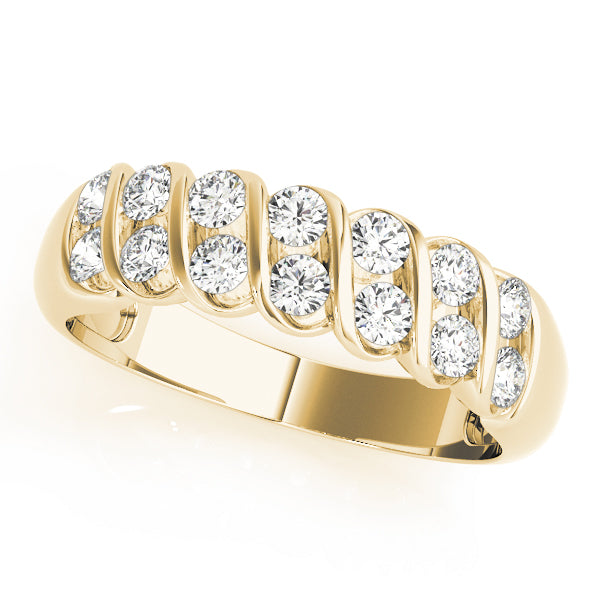 0.50CTW 14K  Gold Double Row Angle Set Round Brilliant Diamond Band