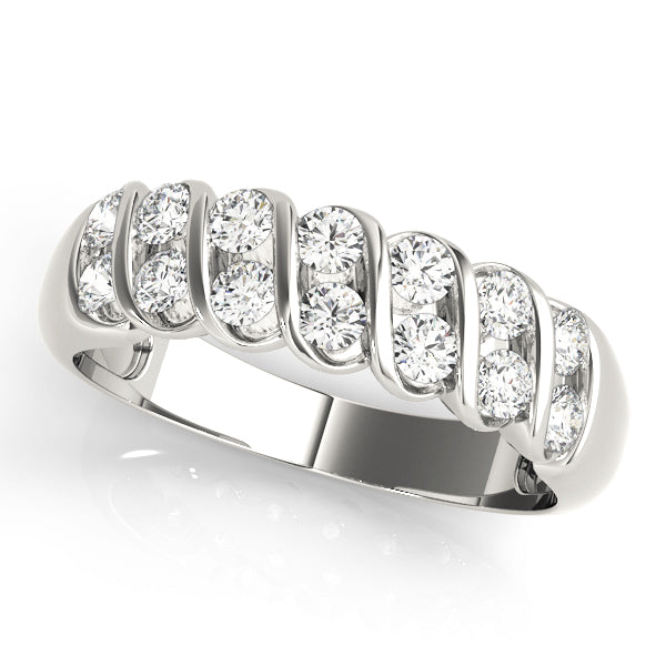 0.50CTW 14K  Gold Double Row Angle Set Round Brilliant Diamond Band