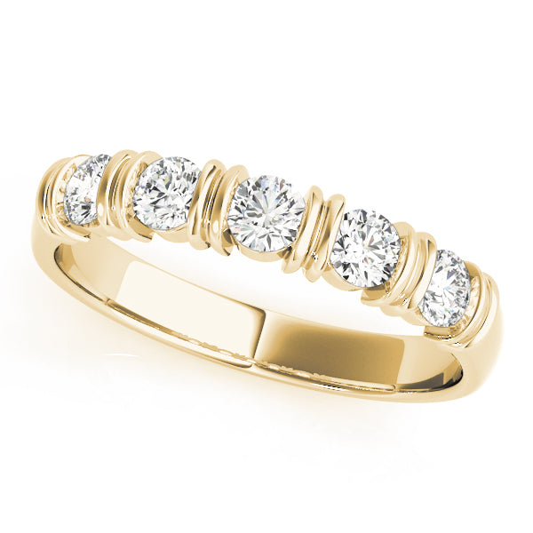 0.50CTW 14K  Gold Round Brilliant Cut Diamond Bar Set Band