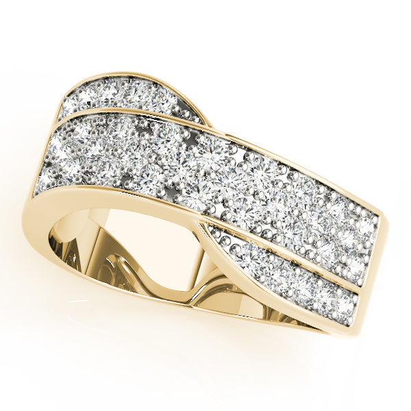 0.75CTW 14K  Gold Multi Row Crossover Design Band Design - View 2