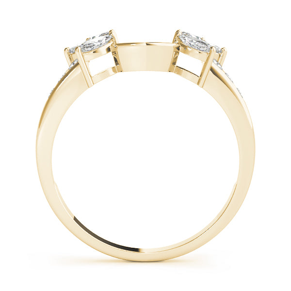 14K Gold Marquise And Round Brilliant Diamond Wrap Around Jacket Style Matching Band