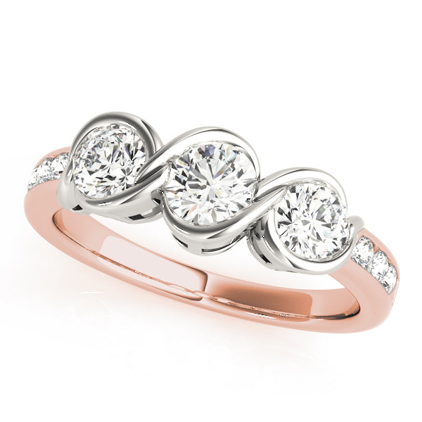 0.50CTW 14K  Gold Ladies 3 Stone S Design Past, Present, Round Brilliant Cut Diamond Ring