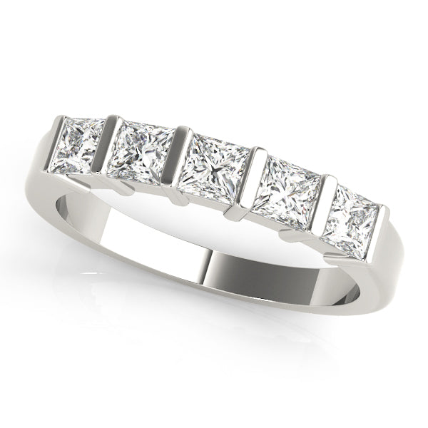 0.50CTW 14K  Gold Princess Cut Bar Set 5 Stone Diamond Band