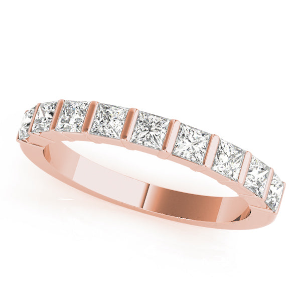 0.50CTW 14K  Gold Princess Cut Bar Set Multi-Stone Diamond Band