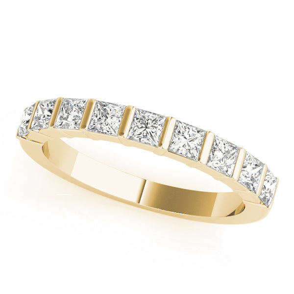 0.50CTW 14K  Gold Princess Cut Bar Set Multi-Stone Diamond Band