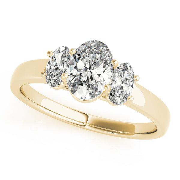 1.50CTW 14K  Gold Ladies 3 Stone Design Past, Present, Oval Cut Diamond Ring