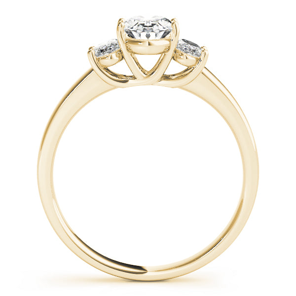 1.50CTW 14K  Gold Ladies 3 Stone Design Past, Present, Oval Cut Diamond Ring