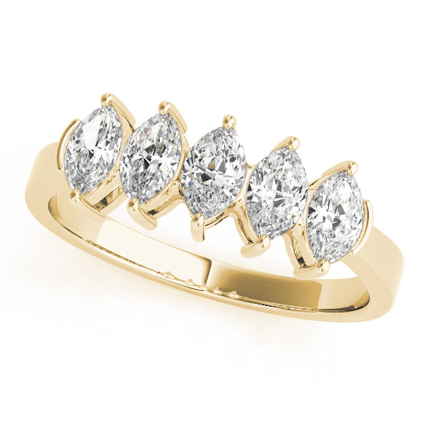 1.00CTW 14K  Gold 5 Stone Marquise Cut Diamond Band