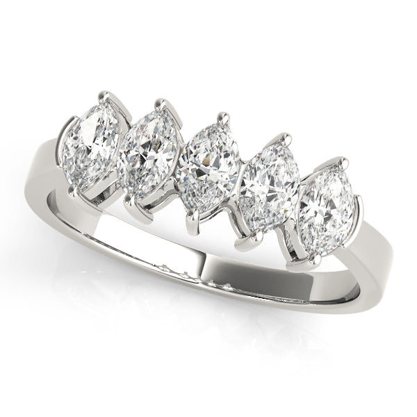 1.00CTW 14K  Gold 5 Stone Marquise Cut Diamond Band