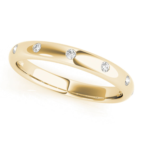 0.10CTW 14K  Gold Gypsy Set Multi Stone Rounded Diamond Band