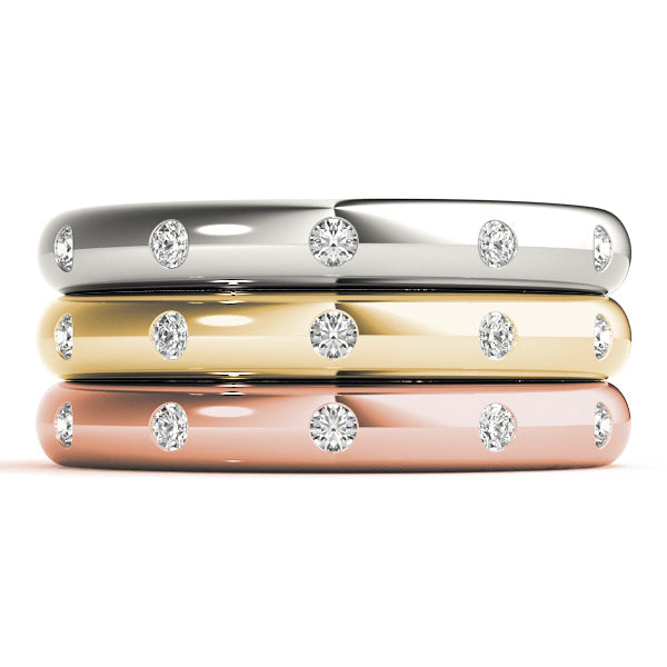 0.10CTW 14K  Gold Gypsy Set Multi Stone Rounded Diamond Band