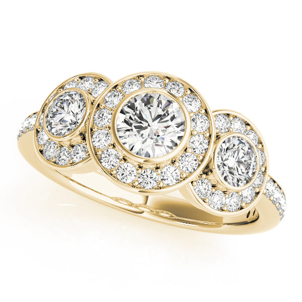 1.00CTW 14K  Gold Ladies 3 Stone Past, Present, Round Brilliant Cut Diamond Ring