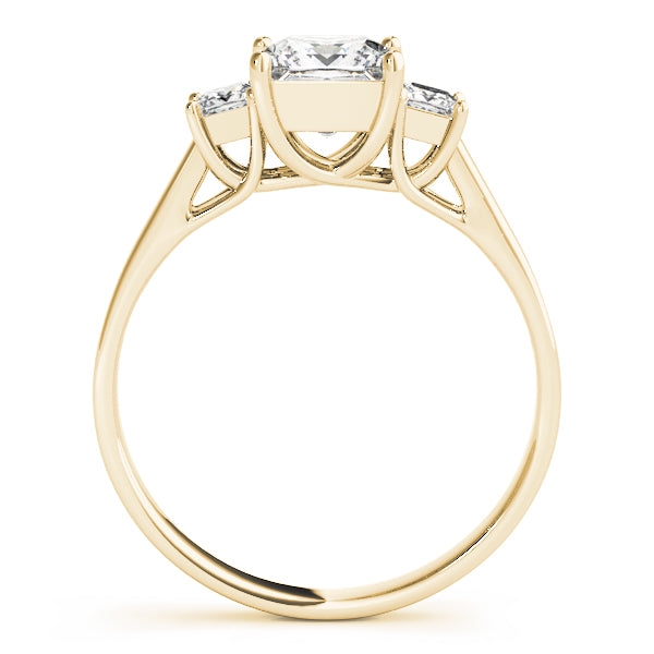 1.10CTW 14K  Gold Ladies 3 Stone Past, Present, Princess Cut Diamond Ring