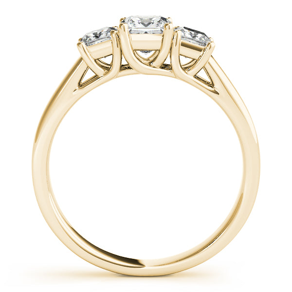 0.90CTW 14K  Gold Ladies 3 Stone Past, Present, Princess Cut Diamond Ring