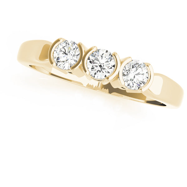 0.33CTW 14K  Gold 3 Stone Semi-Bezel Set Round Cut Diamond Band