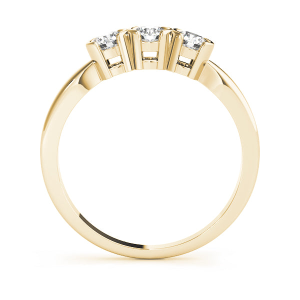 0.33CTW 14K  Gold 3 Stone Semi-Bezel Set Round Cut Diamond Band