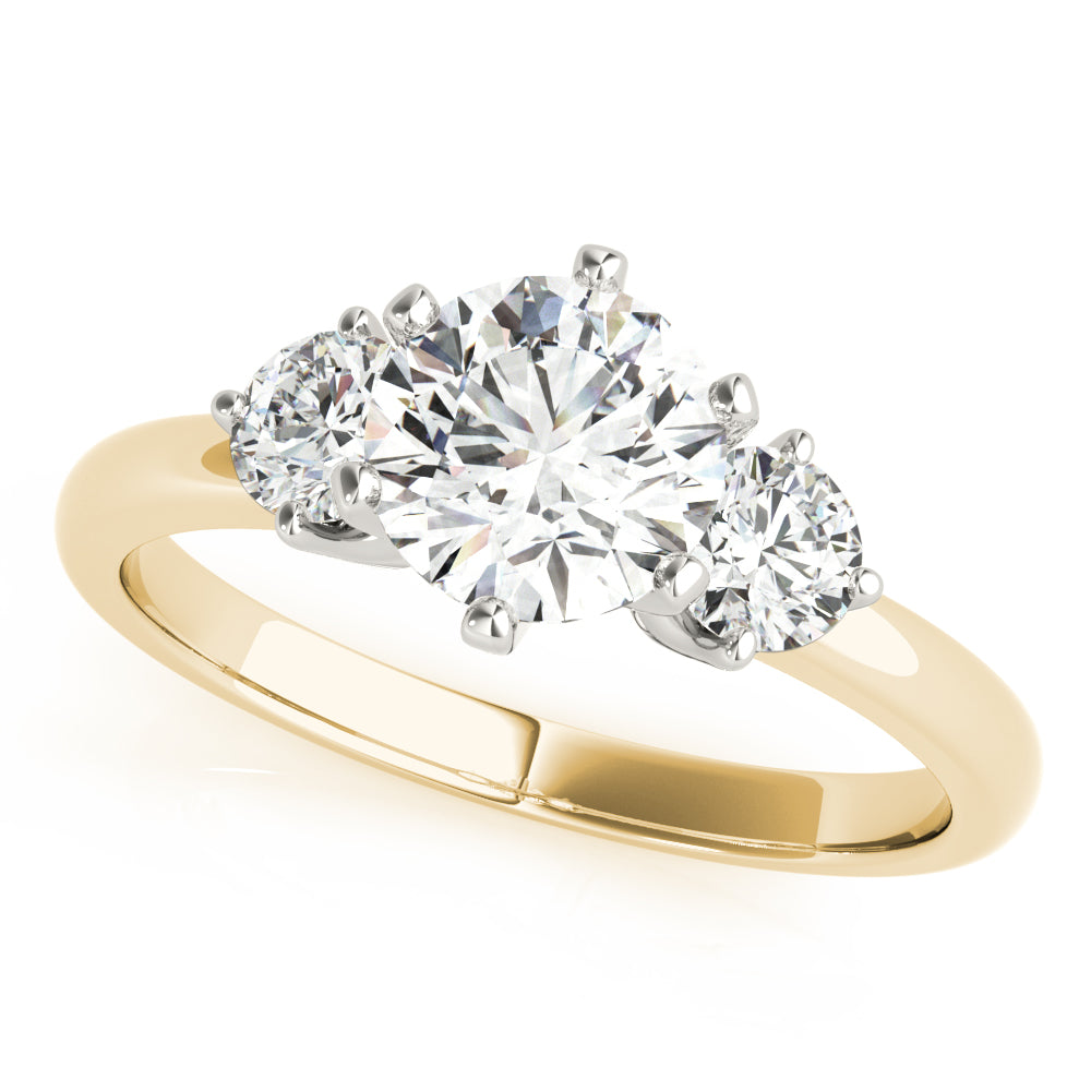 0.75CTW 14K  Gold Ladies 3 Stone Past, Present, Round Brilliant Cut Diamond Ring