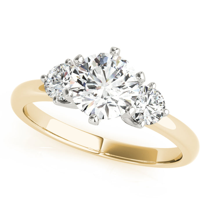 0.75CTW 14K  Gold Ladies 3 Stone Past, Present, Round Brilliant Cut Diamond Ring