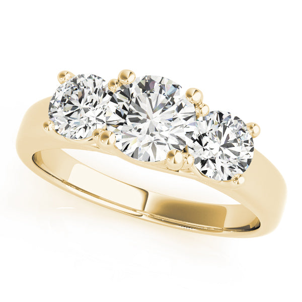 1.00CTW 14K  Gold Ladies 3 Stone Past, Present, Round Brilliant Cut Diamond Ring