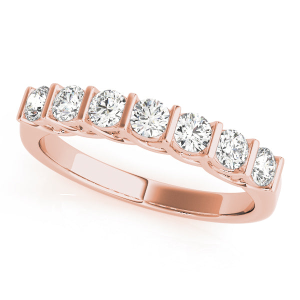 0.50CTW 14K  Gold Multi Stone Round Brilliant Cut Bar Set Diamond Band