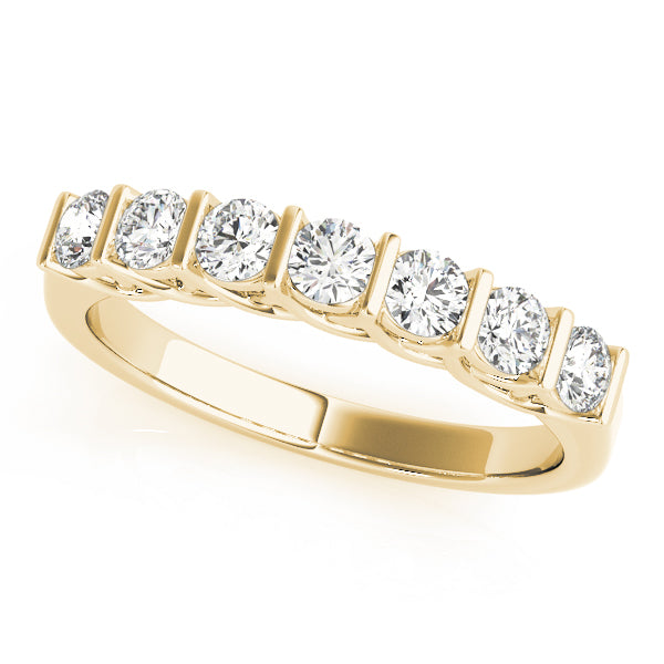 0.50CTW 14K  Gold Multi Stone Round Brilliant Cut Bar Set Diamond Band