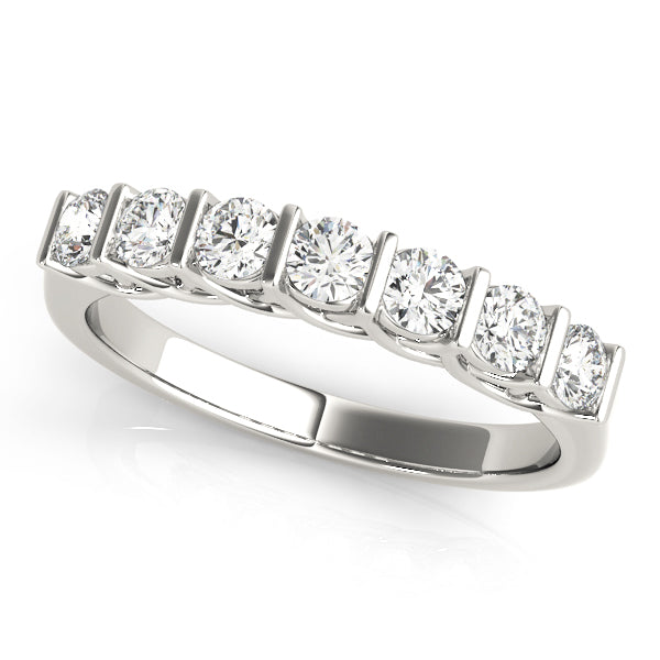 0.50CTW 14K  Gold Multi Stone Round Brilliant Cut Bar Set Diamond Band