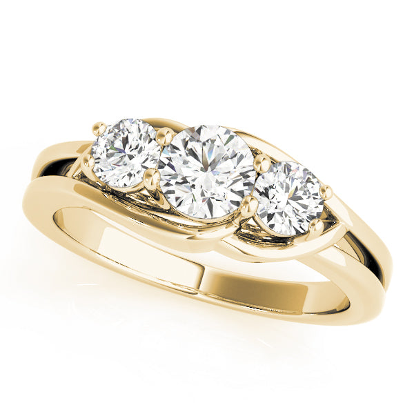1.00CTW 14K  Gold Ladies 3 Stone Past, Present, Future Round Brilliant Cut Diamond Ring