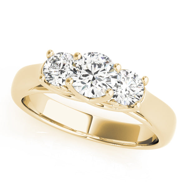 0.50CTW 14K  Gold Ladies 3 Stone Past, Present, Round Brilliant Cut Diamond Ring