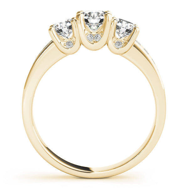 1.15CTW 14K  Gold Ladies 3 Stone Past, Present, Future Round Brilliant Cut Diamond Ring