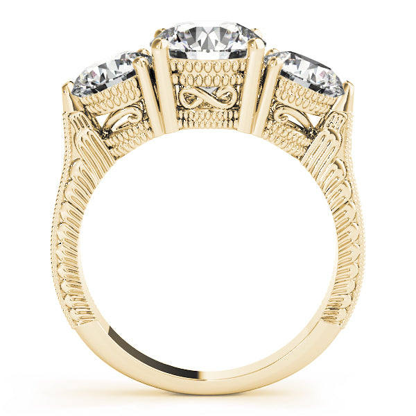 2.00CTW 14K  Gold Ladies 3 Stone Past, Present, Round Brilliant Cut Diamond Ring
