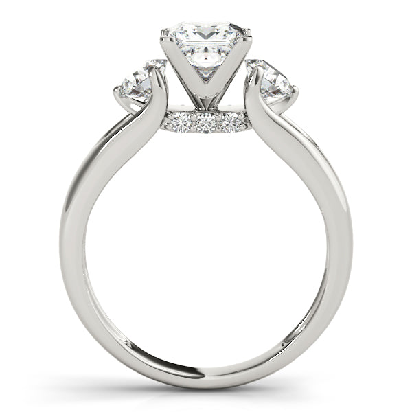 1.00CTW 14K  Gold Ladies 3 Stone Past, Present, Princess Cut Diamond Ring