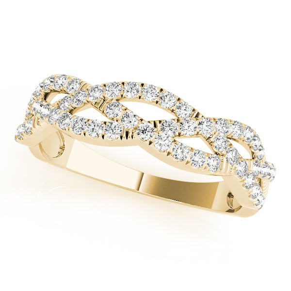 0.25CTW 14K  Gold Intertwined Multi-Row Diamond Design Band