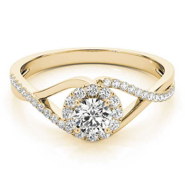 1.00CT 14K Gold Modern Twisted Halo Engagement Ring