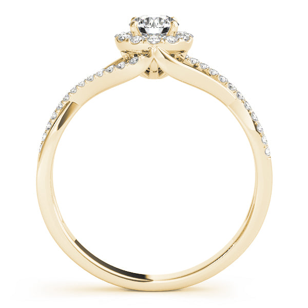 1.00CT 14K Gold Modern Twisted Halo Engagement Ring